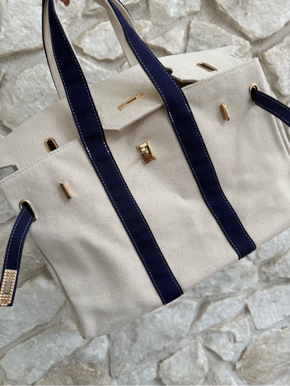 Boatkin Navy Canvas Boat Tote Bag - Picture 4 of 5